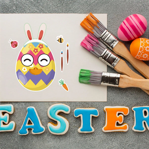 12Pcs Easter Bunny Puzzle Stickers Cartoon Rabbit Chick