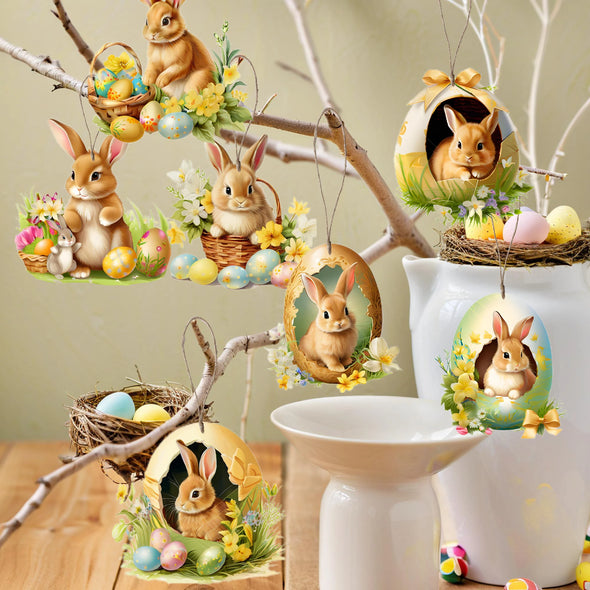 18pcs/set Easter ornament, 2D wooden pendant