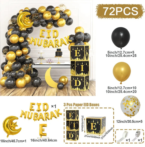 Eid Mubarak Green Gold Balloon Garland Arch