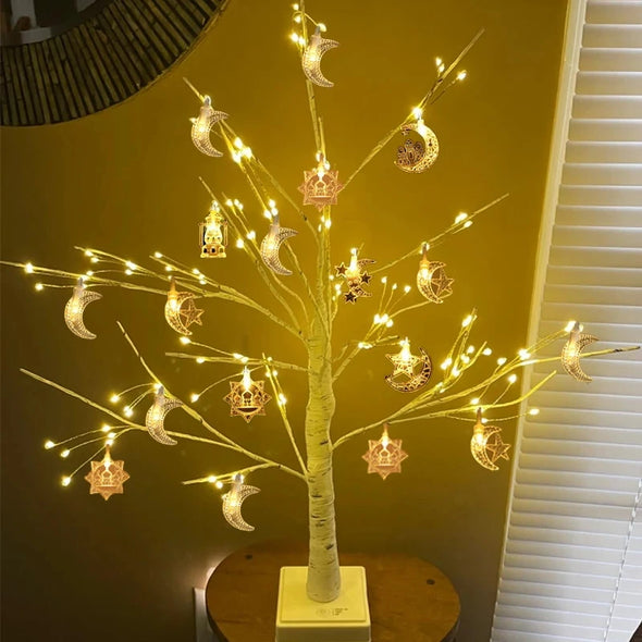 Ramadan Decoration 2025 Lighted Birch Trees Star