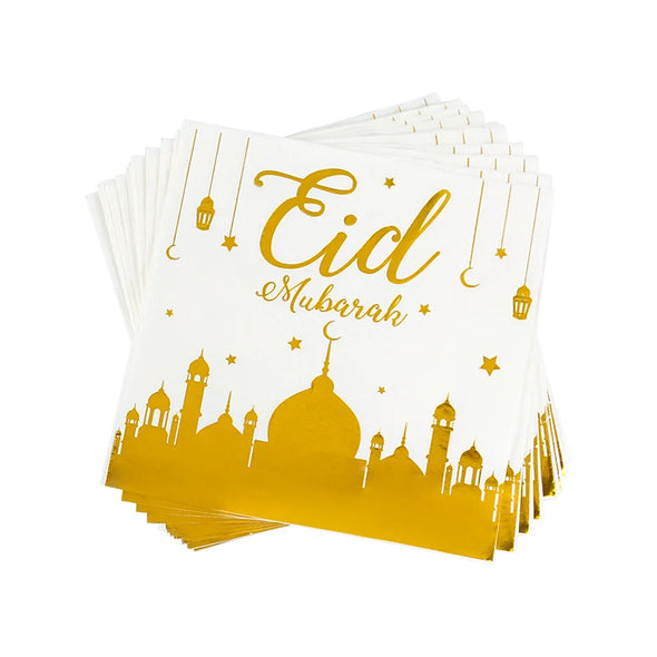 Eid Mubarak Disposable Tableware Gold Plate Cup Banner