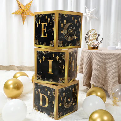 EID Mubarak Decoration Black Gold Box