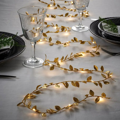 2M 20LED Golden Leaves String Fairy Lights For Wedding