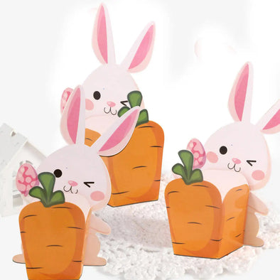 20Pcs Rabbit Carrots Boxes Carton Bunny Sweets Basket