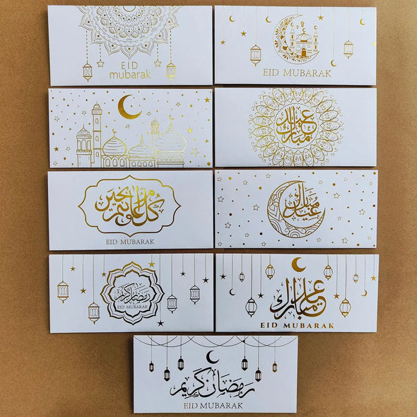 9Pcs Eid Mubarak Envelopes Money Gift Card