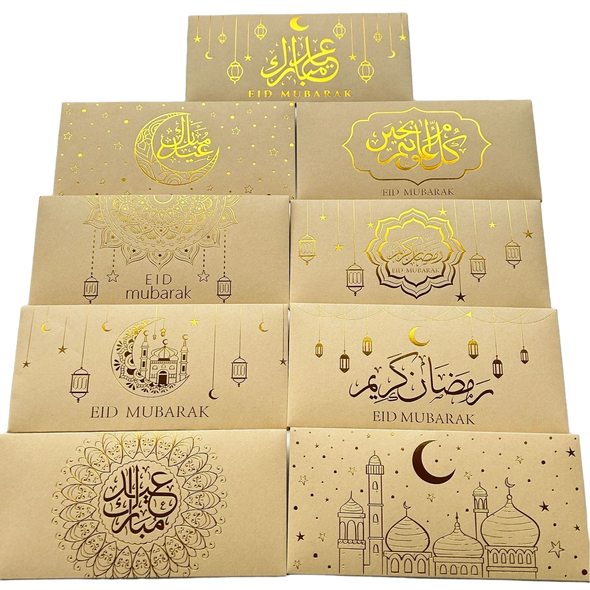 9Pcs Eid Mubarak Envelopes Money Gift Card