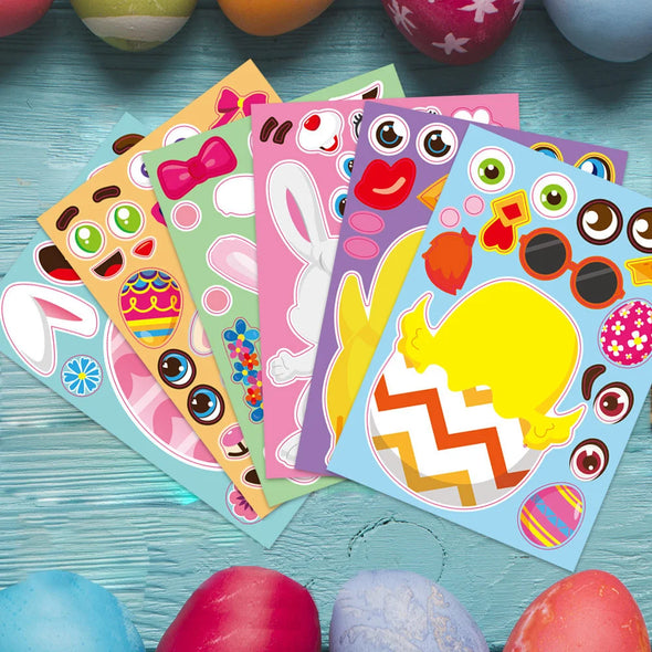 12Pcs Easter Bunny Puzzle Stickers Cartoon Rabbit Chick