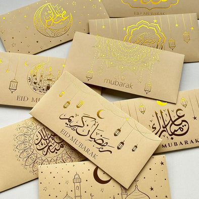 9Pcs Eid Mubarak Envelopes Money Gift Card