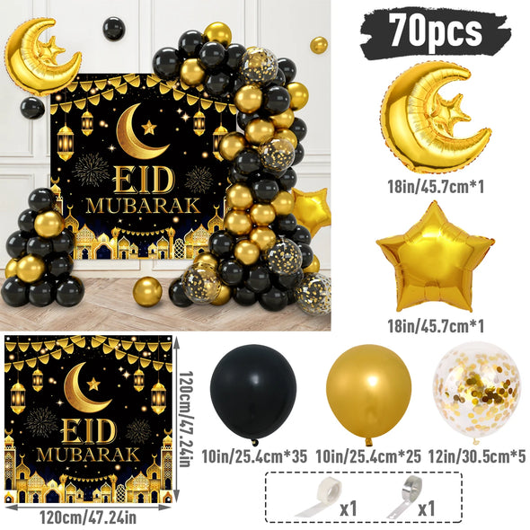 Eid Mubarak Green Gold Balloon Garland Arch