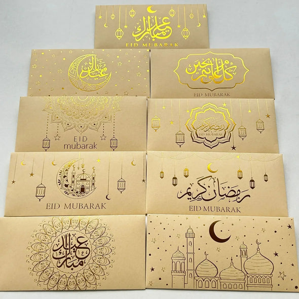 9Pcs Eid Mubarak Envelopes Money Gift Card