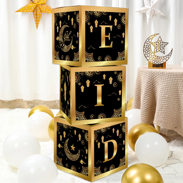 EID Mubarak Decoration Black Gold Box